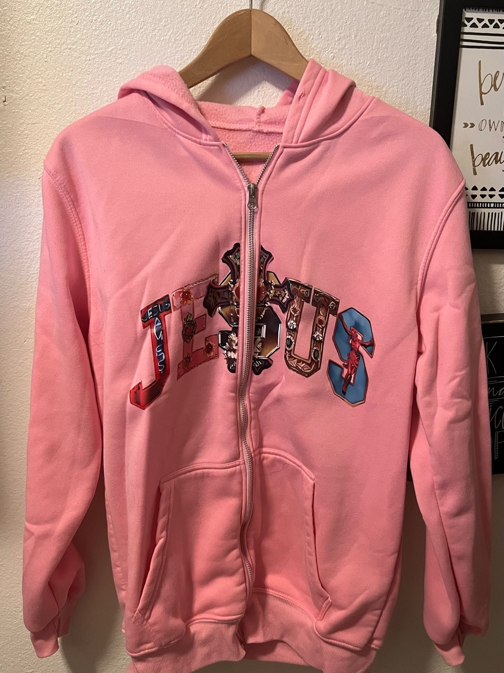 Pink Zip-Up Hooded Sweatshirt